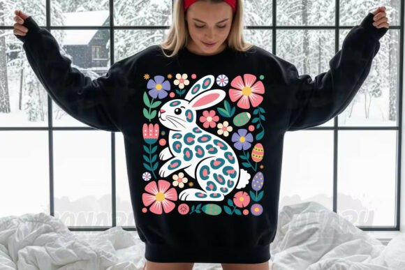 Download Boho Easter Bunny Png, Floral Easter Png - Premium Resources