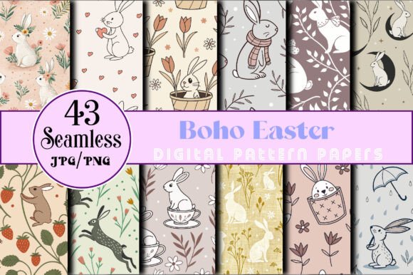 Download Seamless Boho Easter Digital Papers - Premium Resources