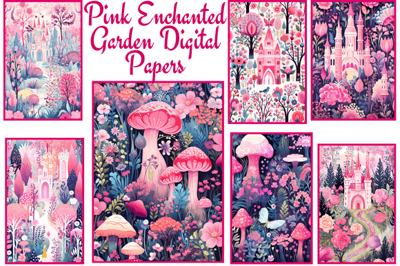 Download Pink Enchanted Garden Digital Papers - Enchanted garden Collection