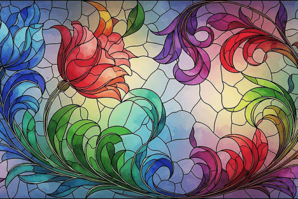 Download Enchanted Garden Stained Glass Digital a - Enchanted garden Collection